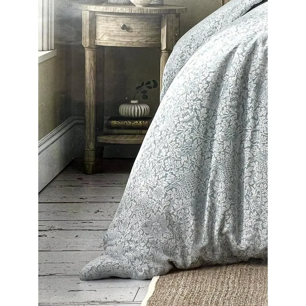 William Morris Bird Anemone Mineral QUEEN Duvet Cover Set Lt Blue NEW IN PACKAGE